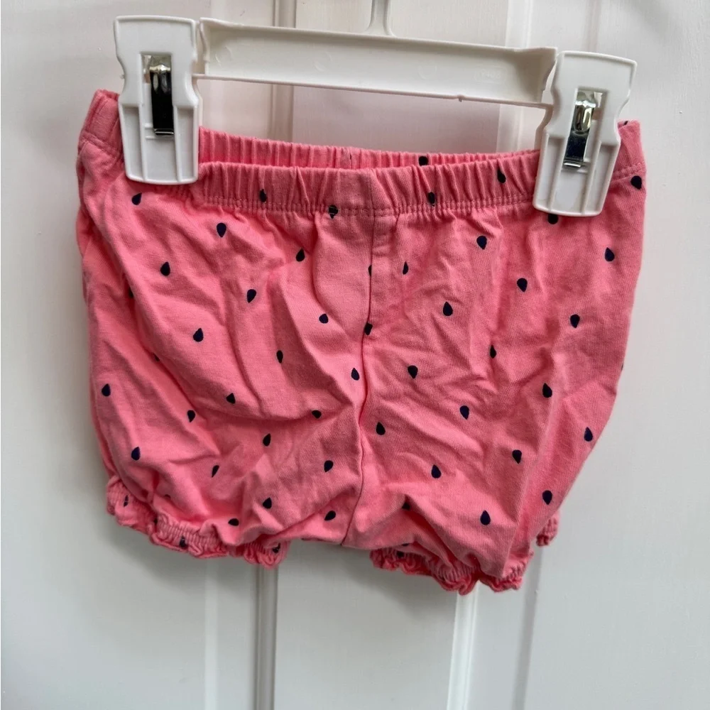 Carter's 18M Pink Baby Shorts with Black Dots and Ruffle Bottom- Watermelon